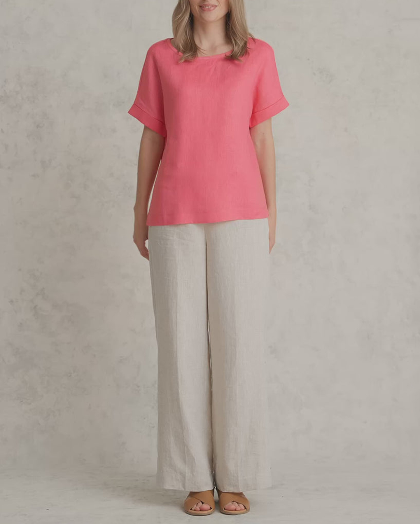 Loose Fit Short Sleeve Linen Top