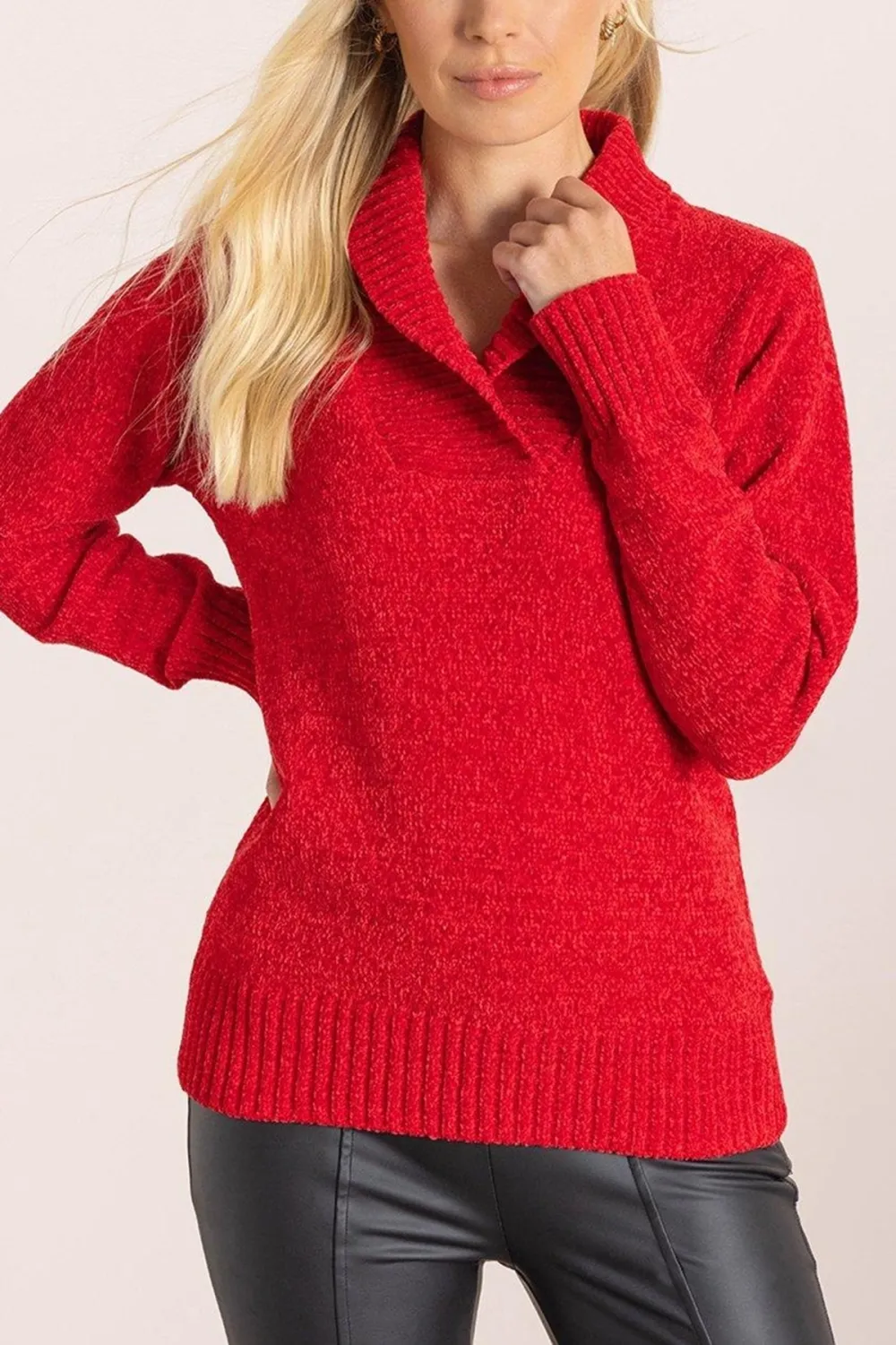 Fleece Knitted Lapel Top