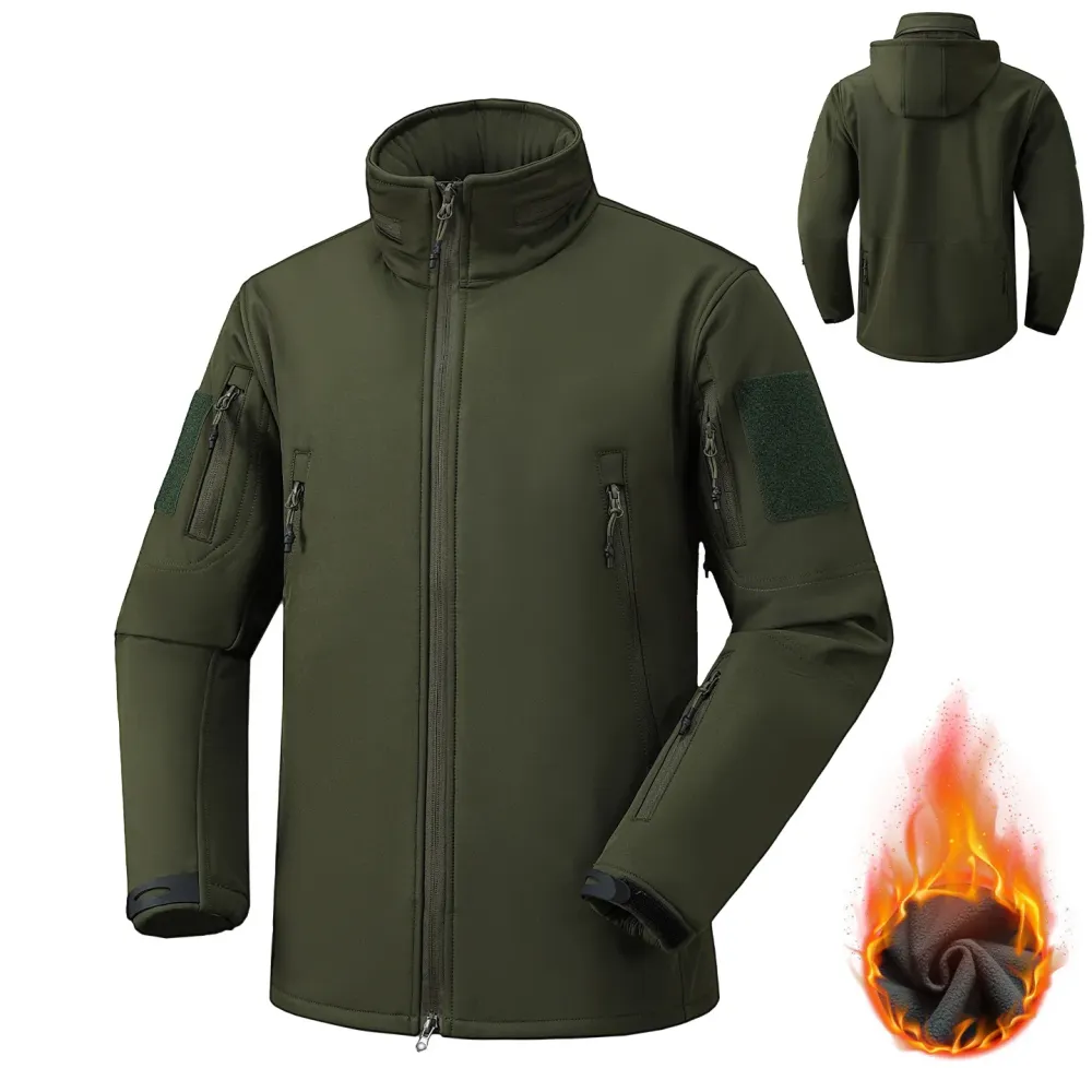 Men's Softshell Jacket Set Windproof Water-Resistant Fleece-Lined Durable