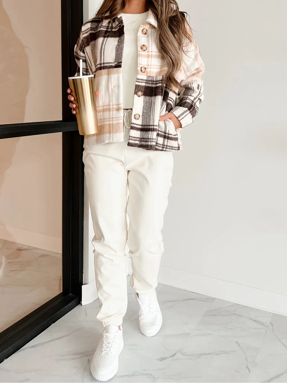 Mixed Plaid Oversized Jacket