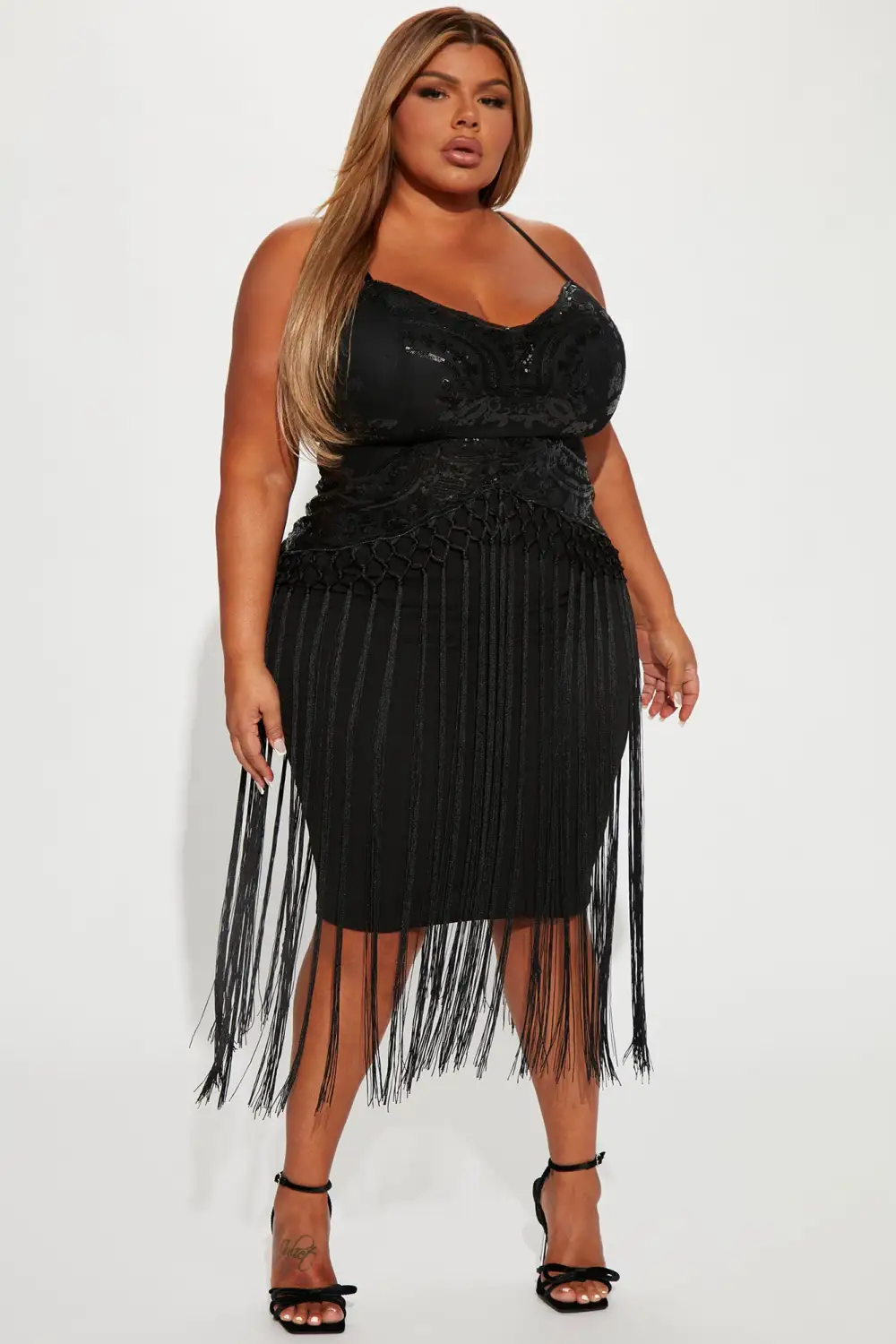 Deep In My Soul Sequin Midi Dress - Black