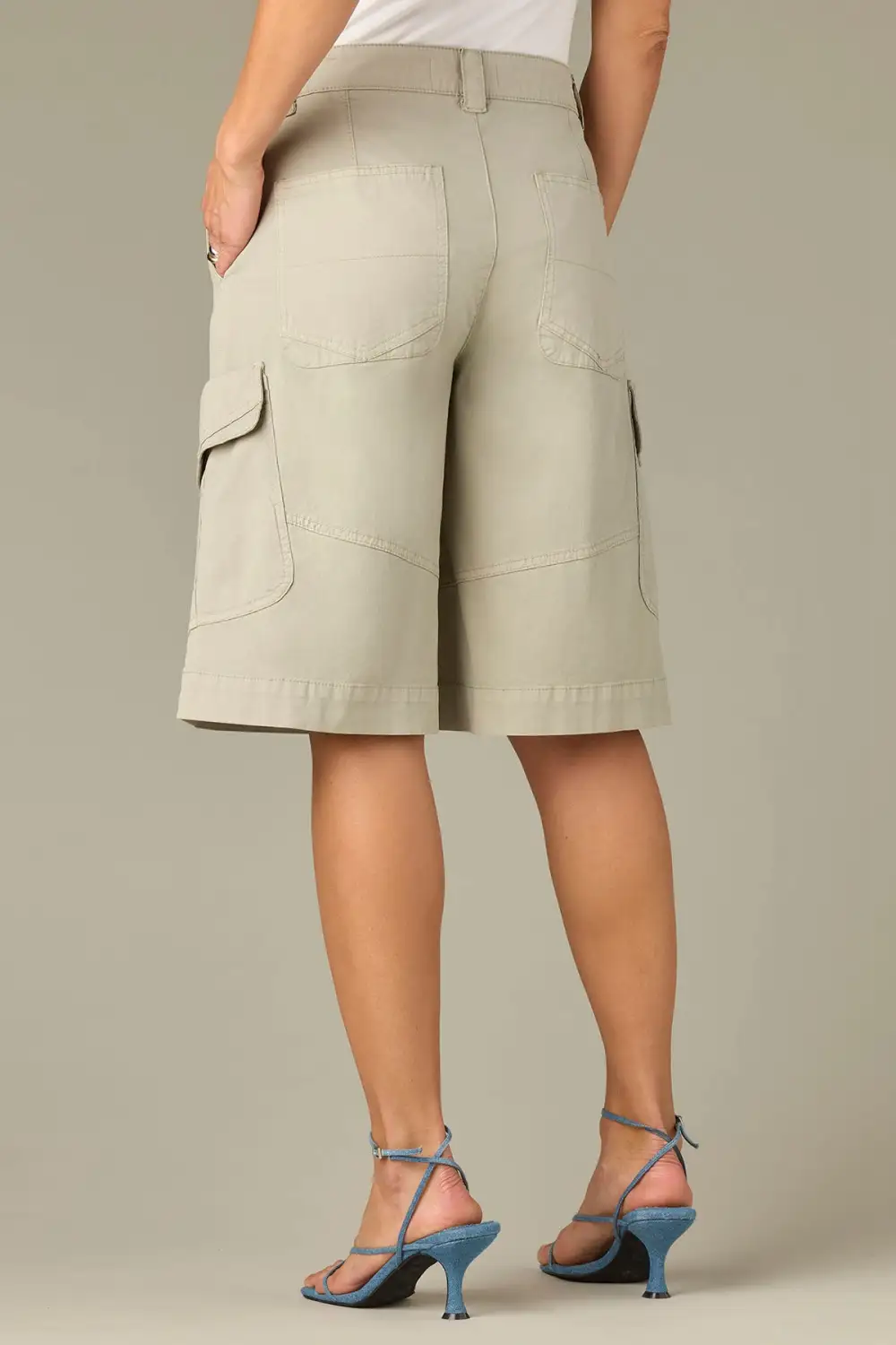 Relaxed Bermuda Shorts Wraparound Patch Pockets