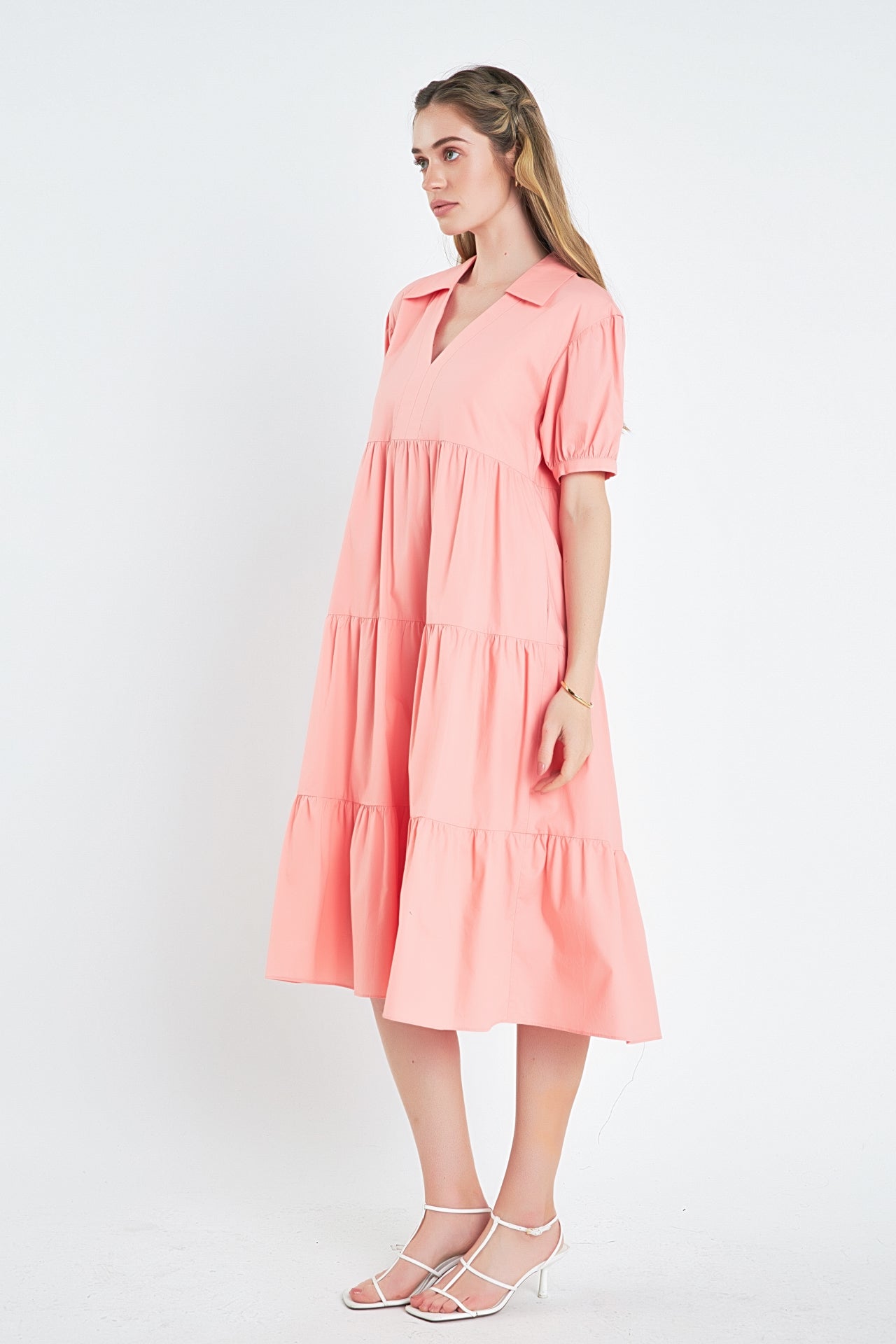 Short Puff Sleeve Midi Dress