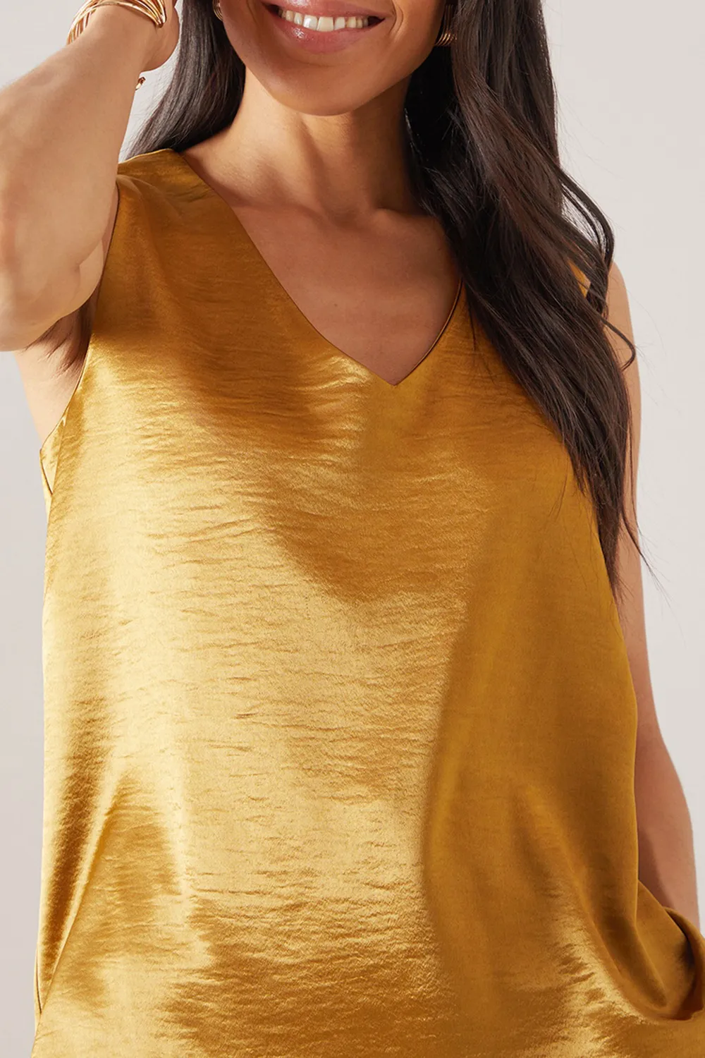 Luxurious Shiny Satin V-Neck Women's Vest