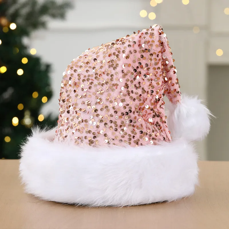 Christmas decorative hat, double-layered sequined hat, Shanghai-style beanie, extra thick long beanie, 32*45CM