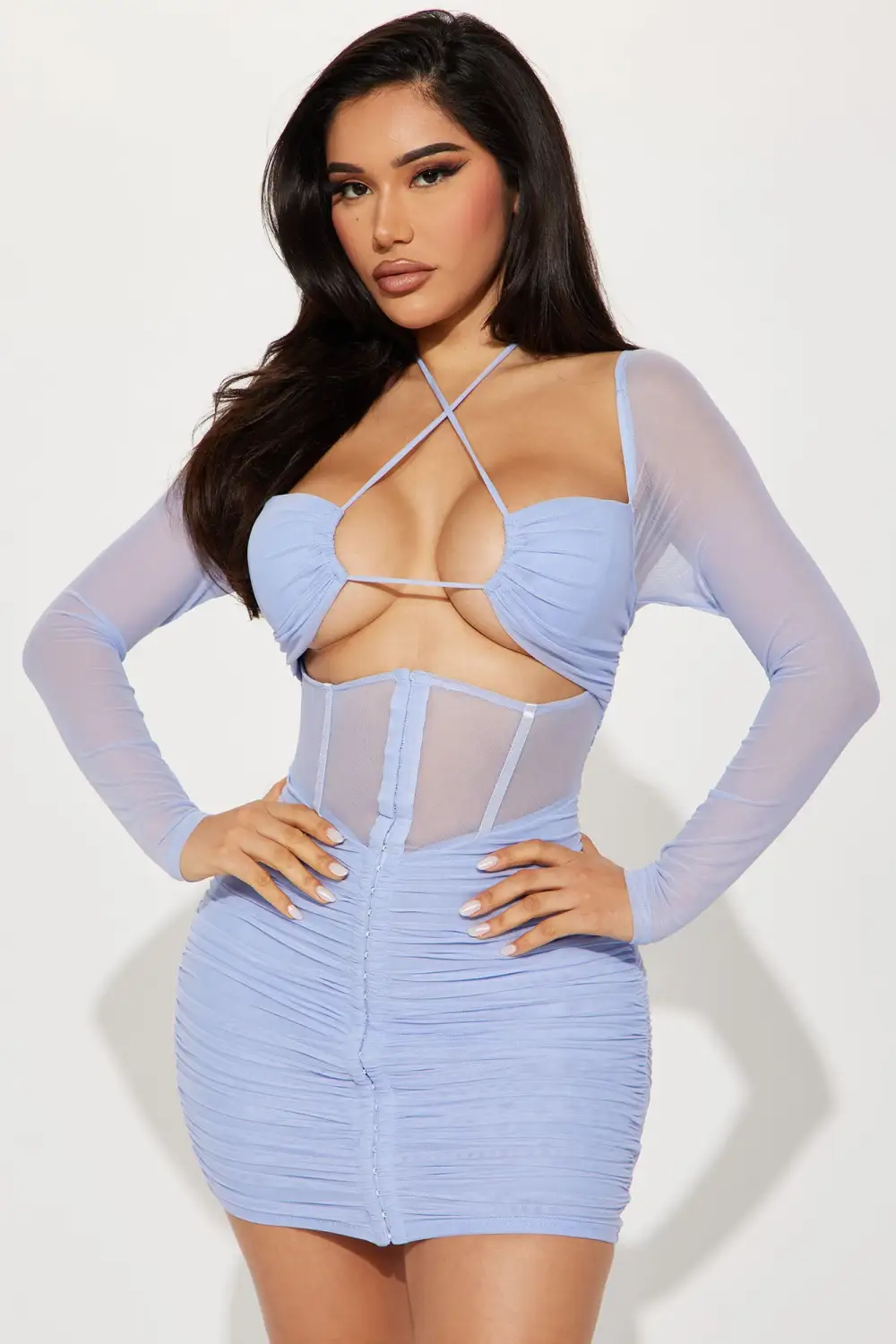 Ella Ruched Mini Dress - Lavender