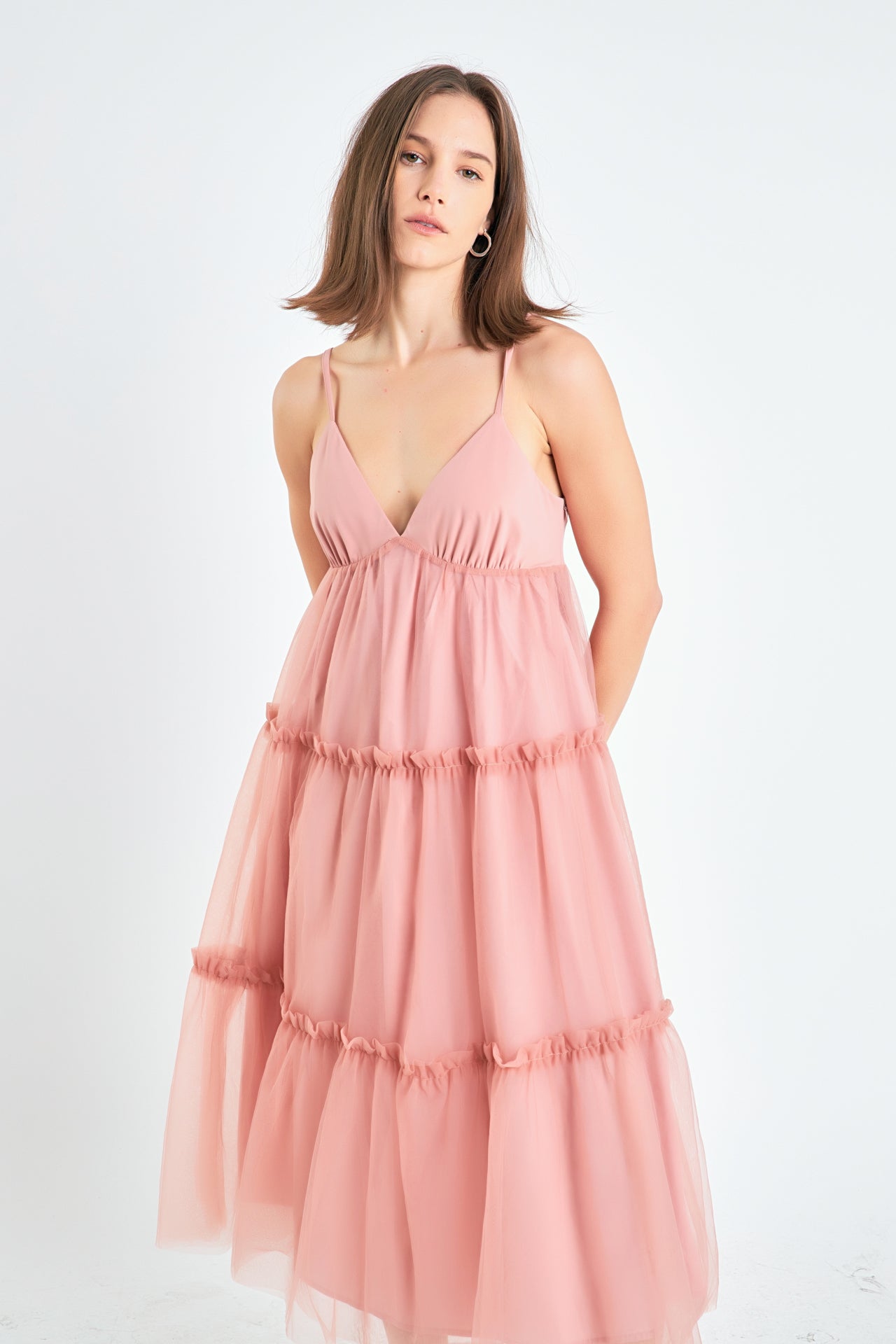 Tulle Contrast Midi Dress