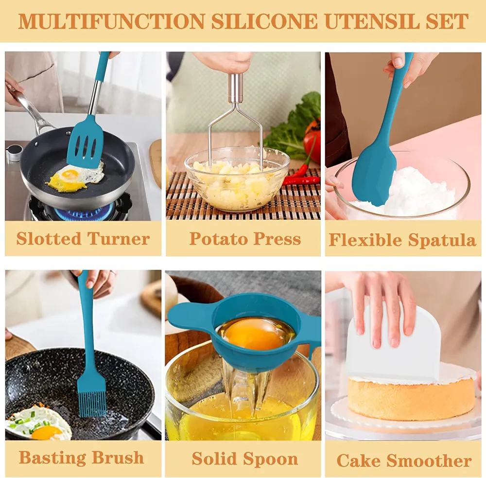 (Store Closing Sale) Silicone cooking tool set, chef 43 pieces heat-resistant kitchen tools