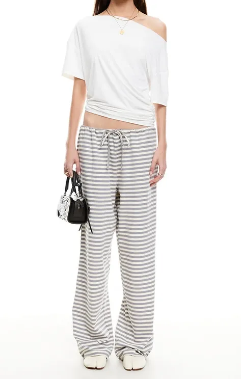 Ash Stripe Low-Rise Lounge Pants