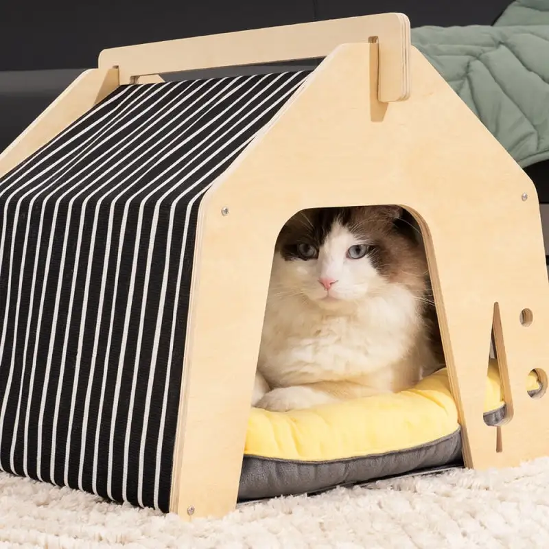 Indoor Wooden Warmth Cozy Cat House