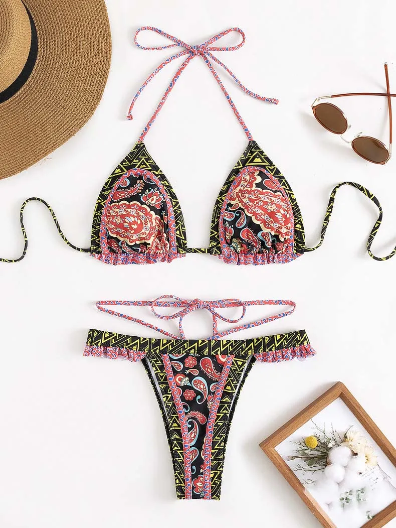 Artisan Print Tie Bikini Set