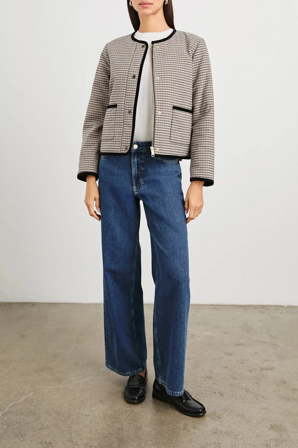 Square-Cut Checked Ladies' Jacket