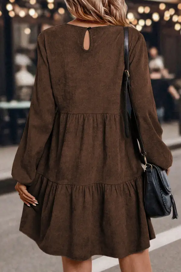 Dark Lantern Sleeve Tiered Mini Dress