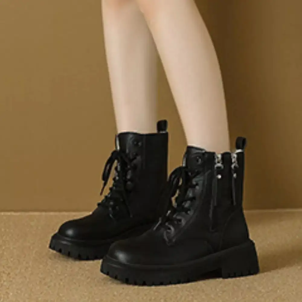 Refined Lace-Up Ankle Combat Boots