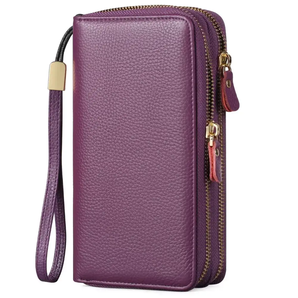 Double Zipper Leather Wallet