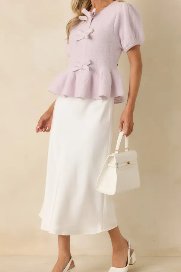 Come Closer Satin-Finish Midi Skirt