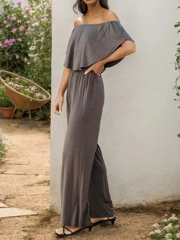 Off Shoulder Wide Leg Jumpsuit