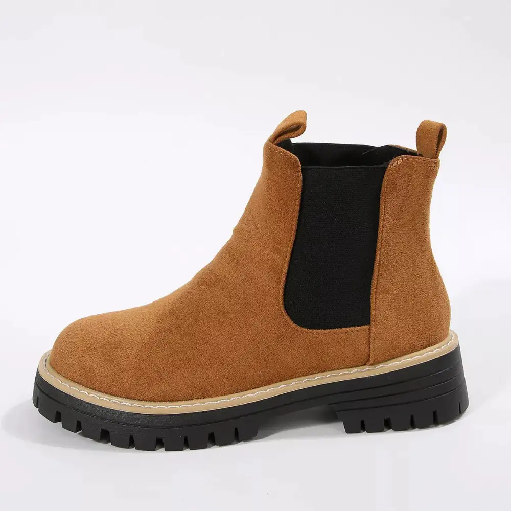 Modern Round Toe Block Heel Boots