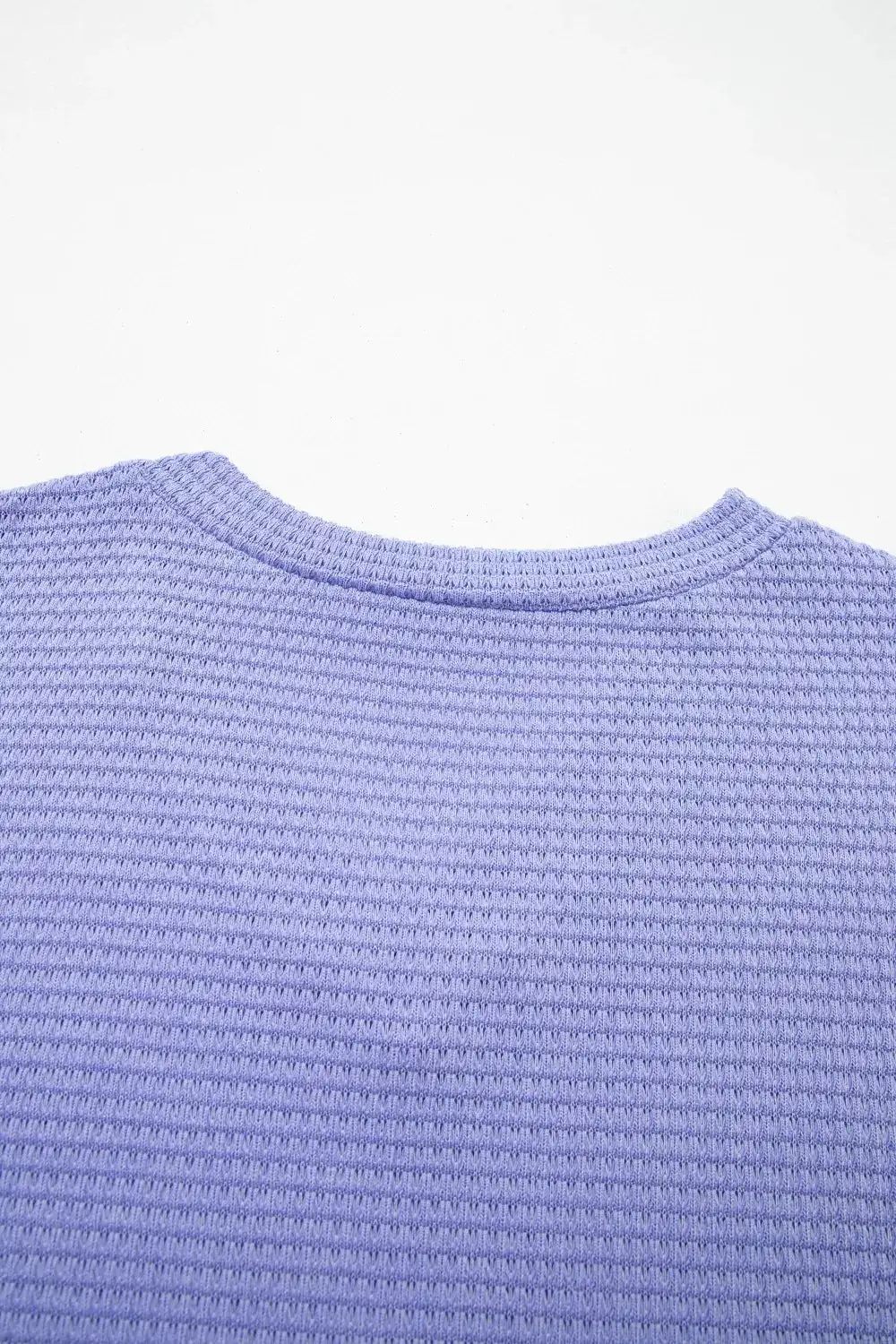 V Neck Short Sleeve Plus Waffle Knit