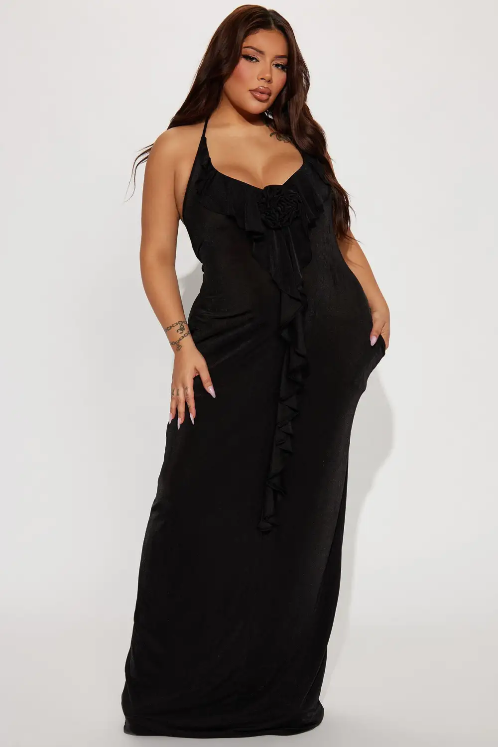 Cabo Slinky Maxi Dress - Black