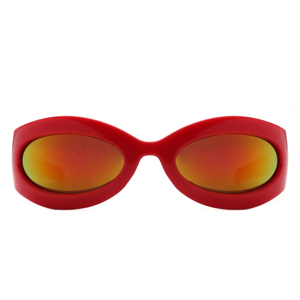 Patterned Oval Round Frame Sunglasses