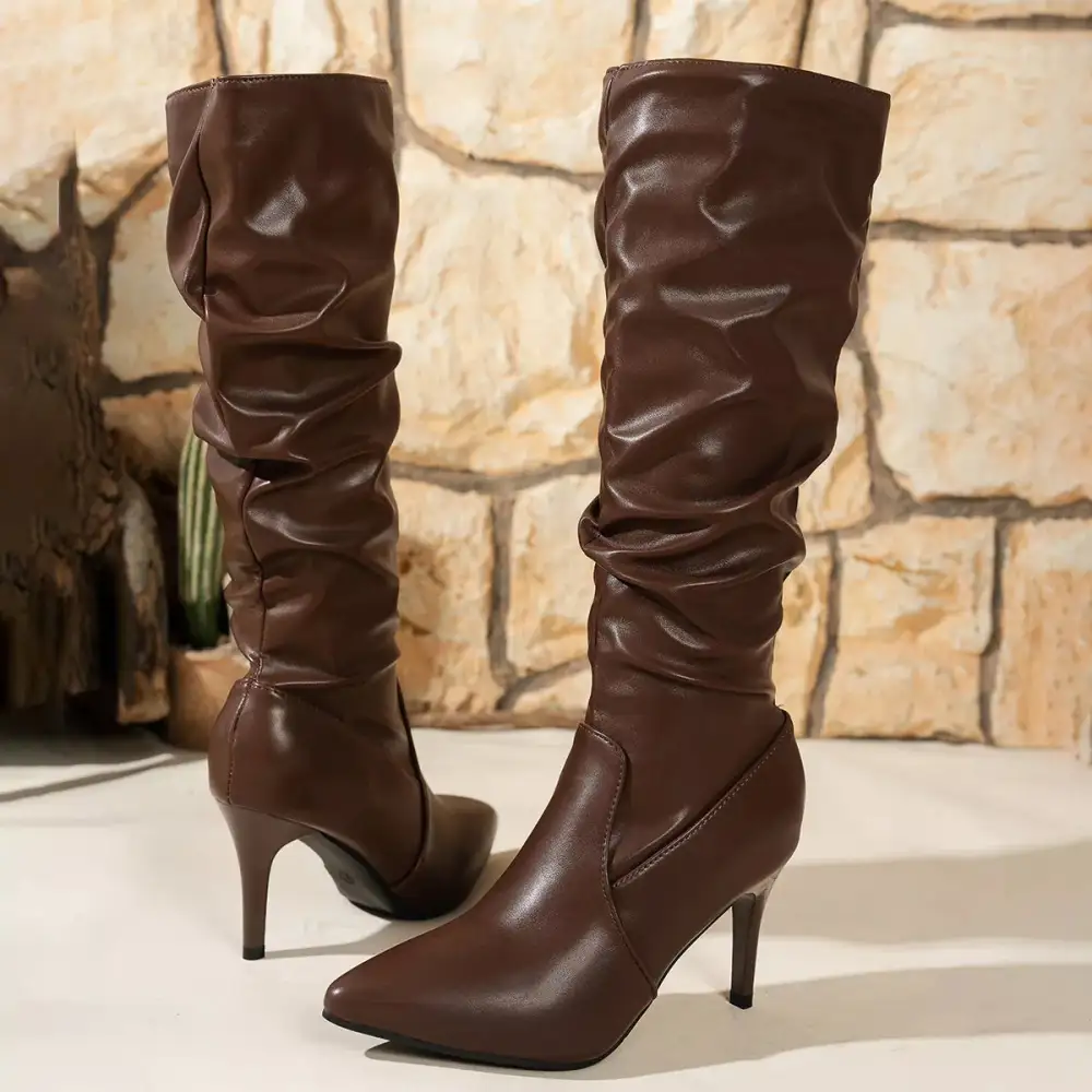 Pointed Toe Stiletto Heel Knee High Boots