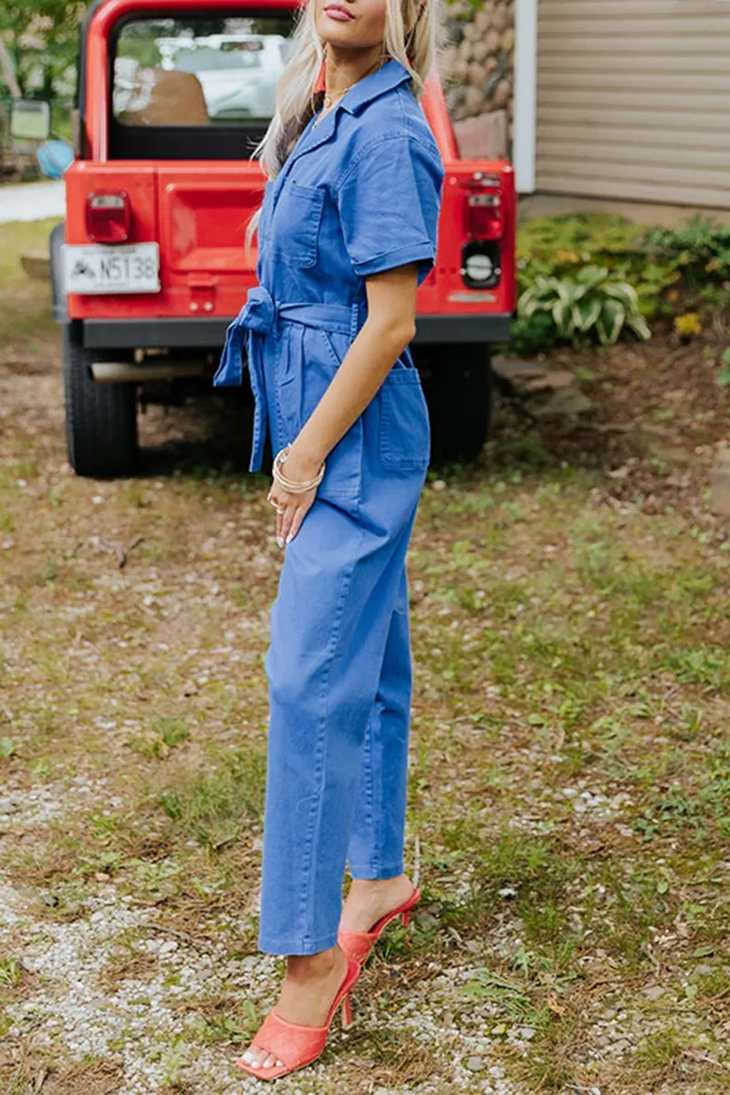 Fashion Workwear Style Pure Cotton Women's Jumpsuit