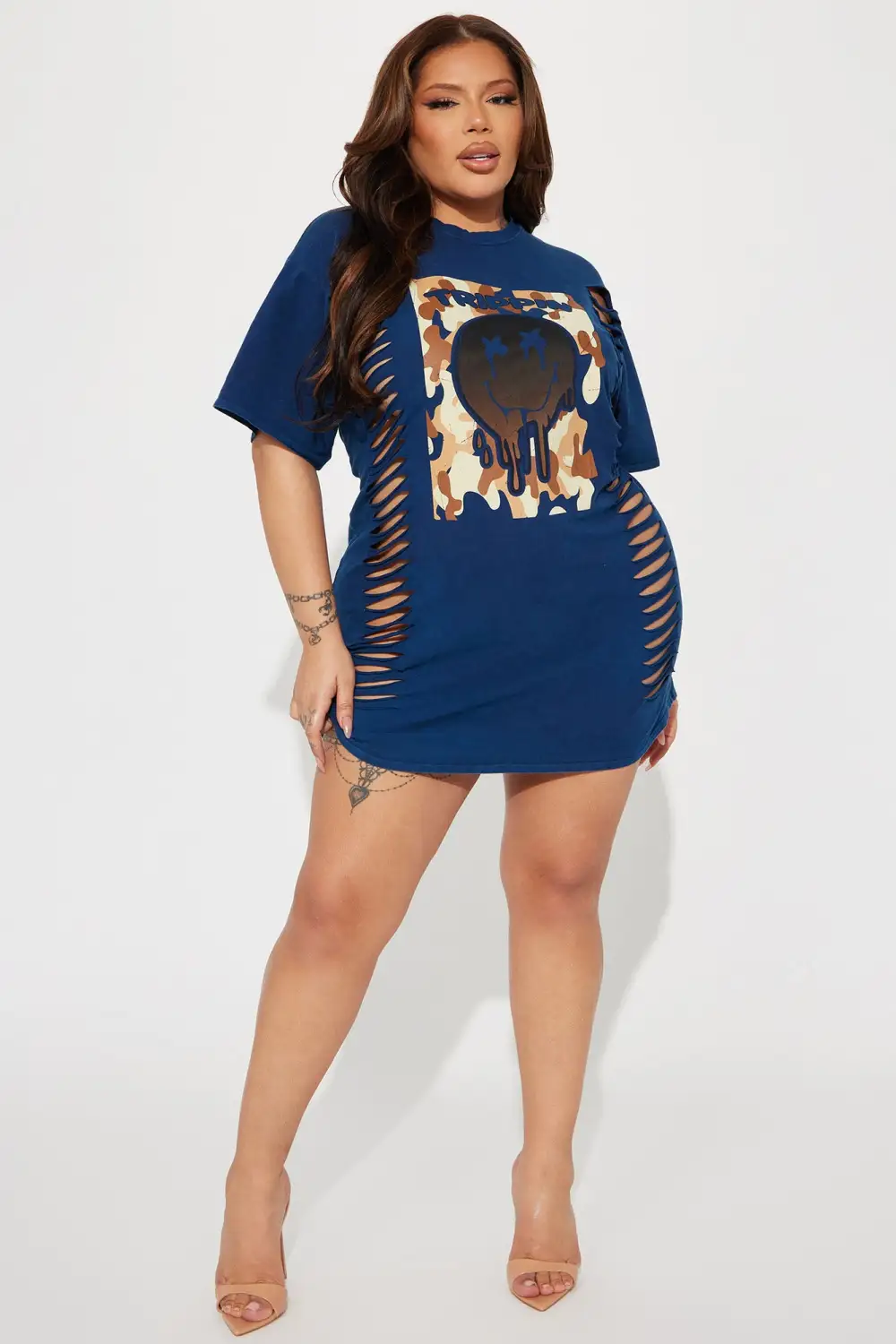 Caught Trippin T-Shirt Mini Dress - Royal