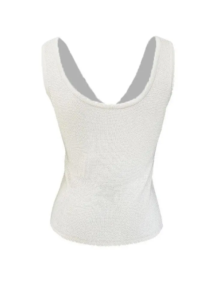 V-Neck Bow-Detail Slim-Fit Tank Top