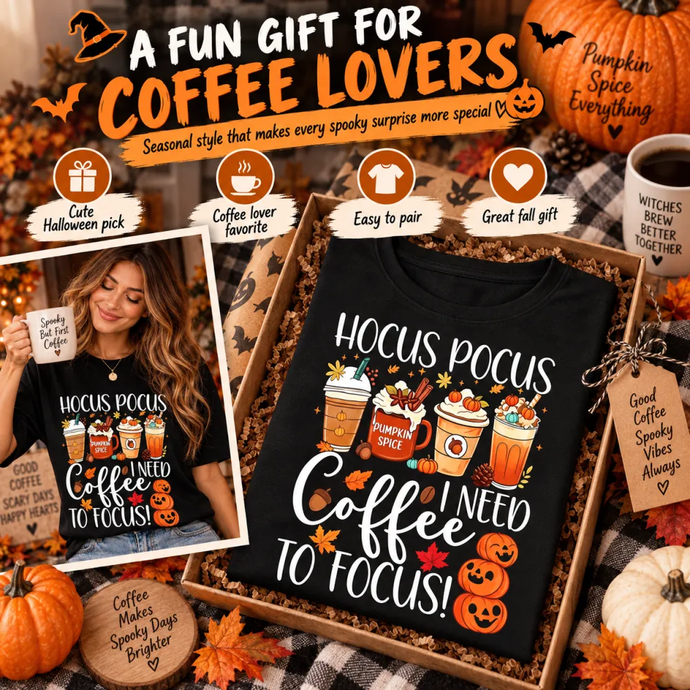 Halloween Milk Tea Print Round Neck Short Sleeve T-Shirt