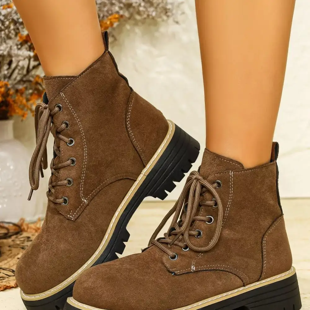 Round Toe Lace-Up Boots