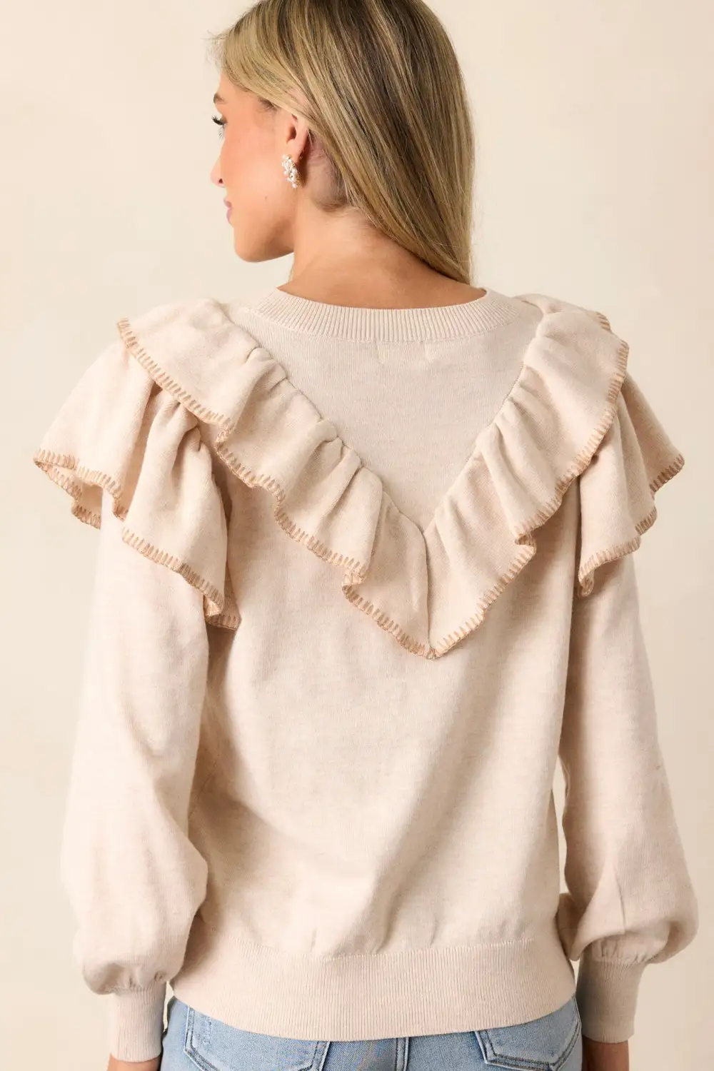 Silent Running Beige Long Sleeve Sweater Top