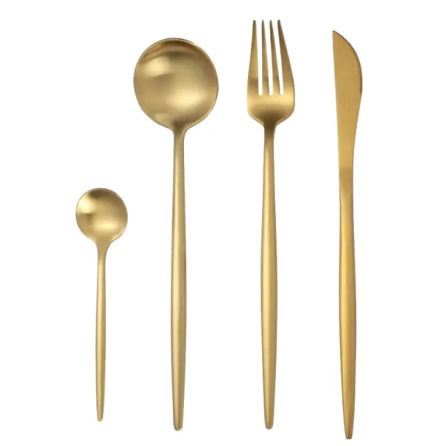 (Store Closing Sale) Rose Gold Tableware Set Stainless Steel Cutlery Set Western Food Tableware Luxury Fork Teaspoon Knife Cutlery Set fork spoon