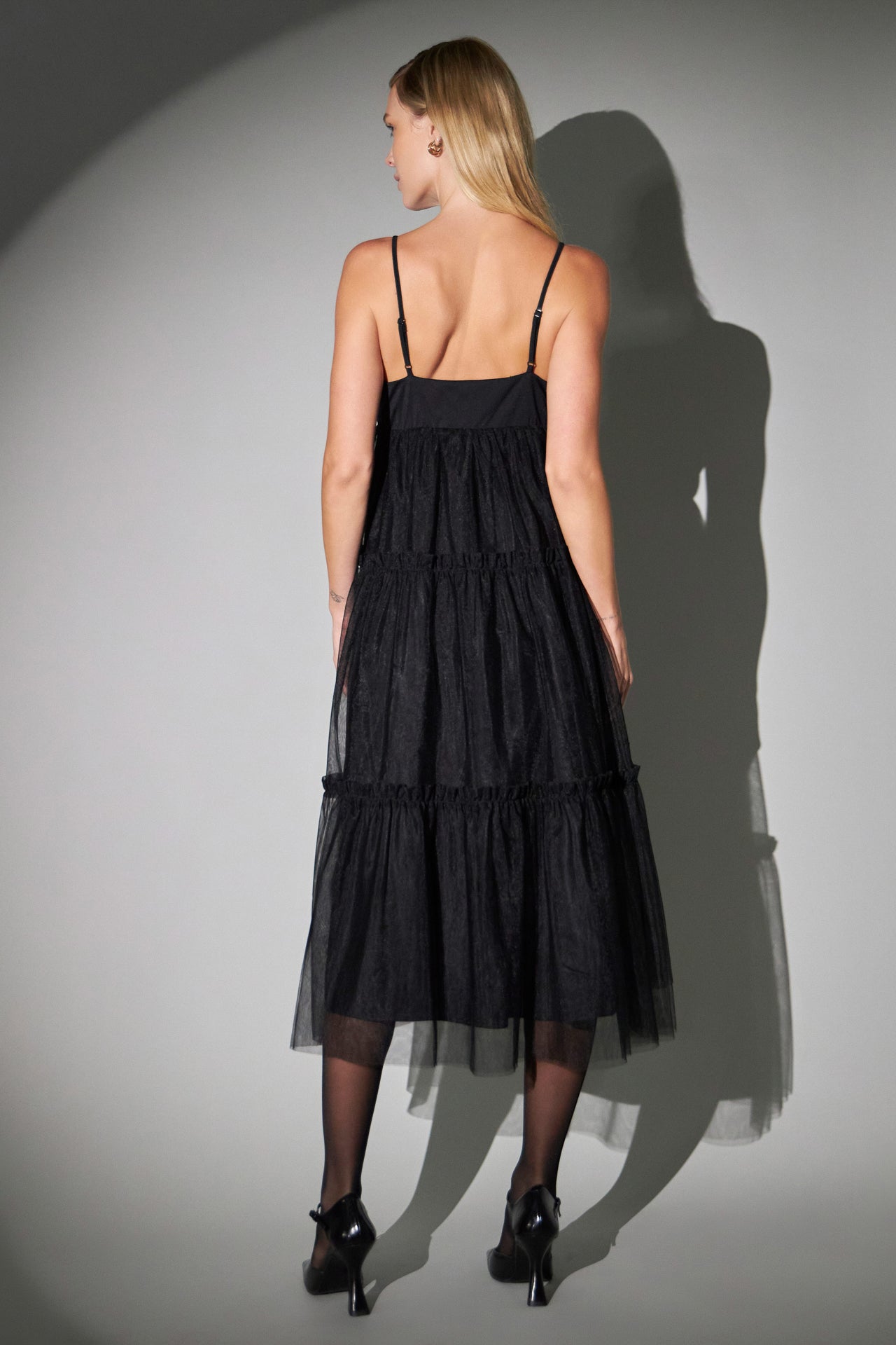 Tulle Contrast Midi Dress