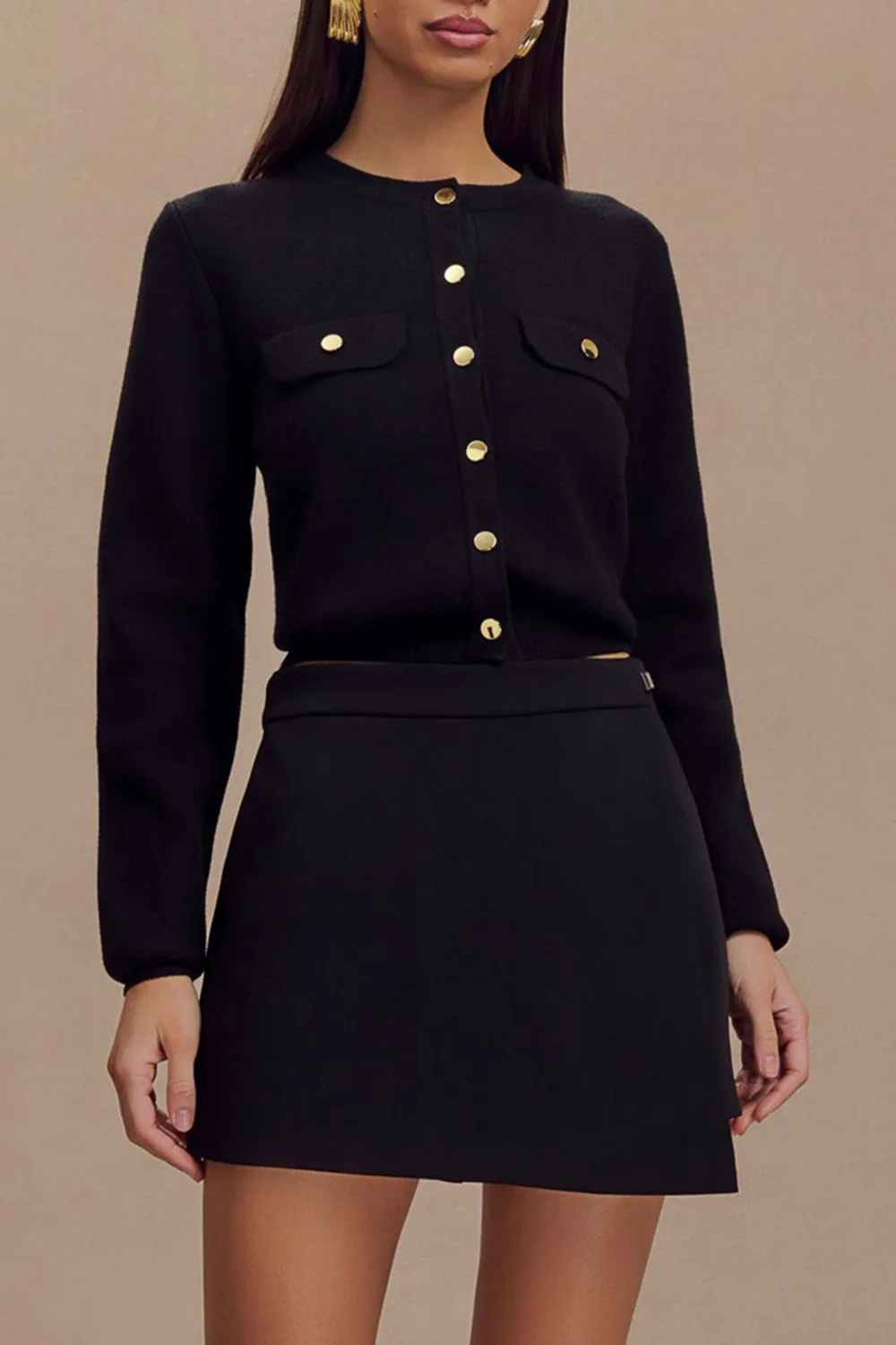 Crew Neck Knit Cardigan