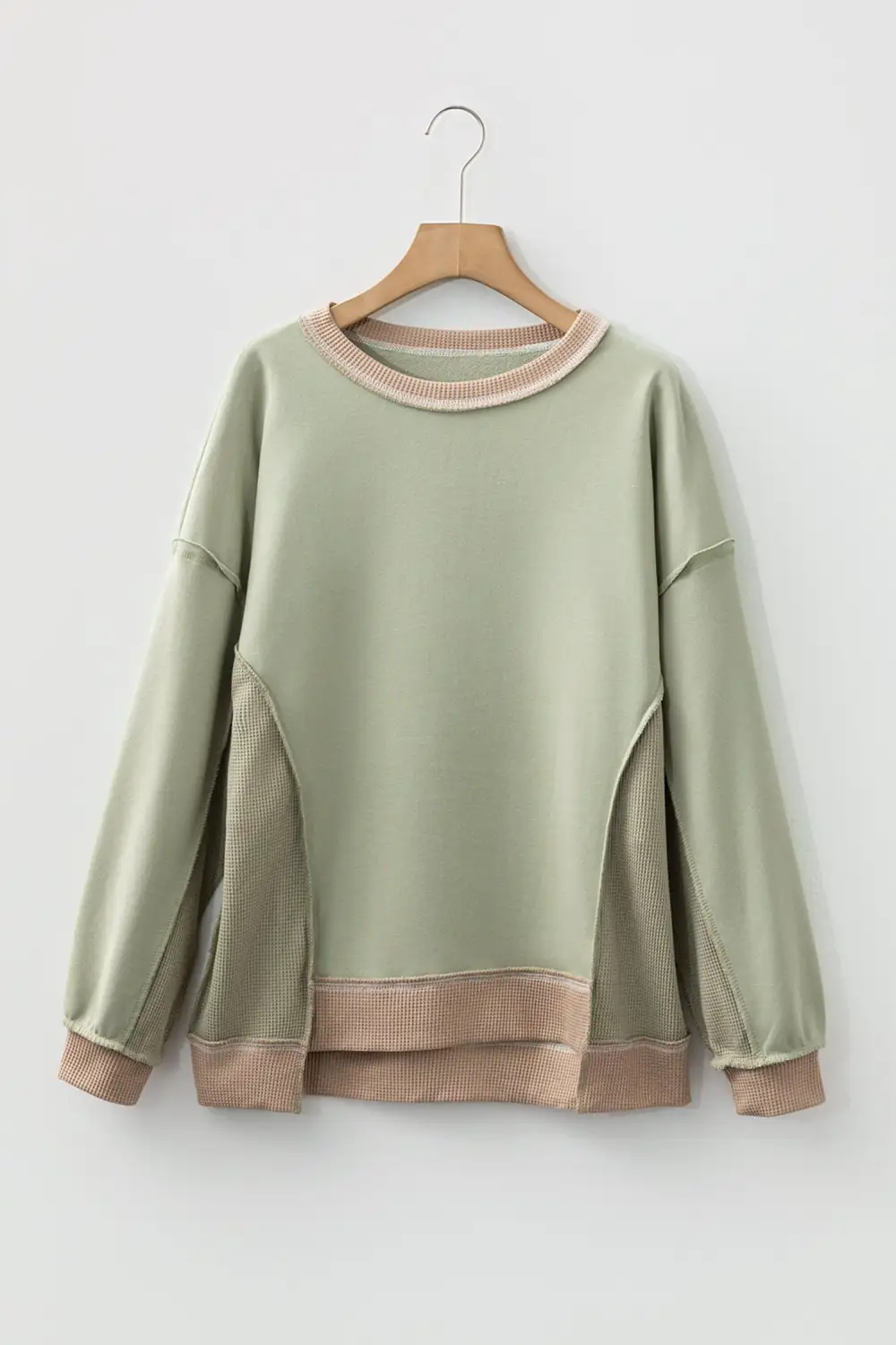 Relaxed Patchwork Waffle Knit Sweatshirt