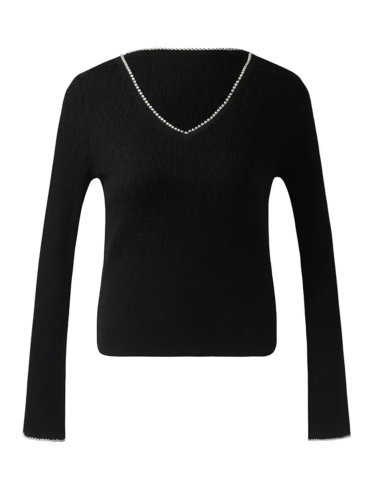 Pearl Round Neck Women Sweater