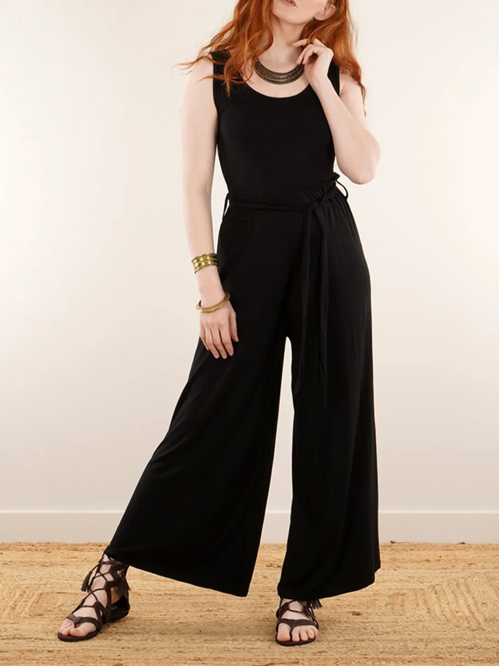 Sleeveless Flared Jumpsuit