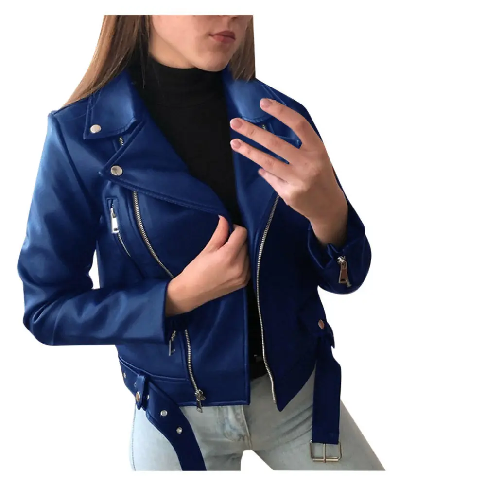 Korean Style Cropped Faux Leather Jacket