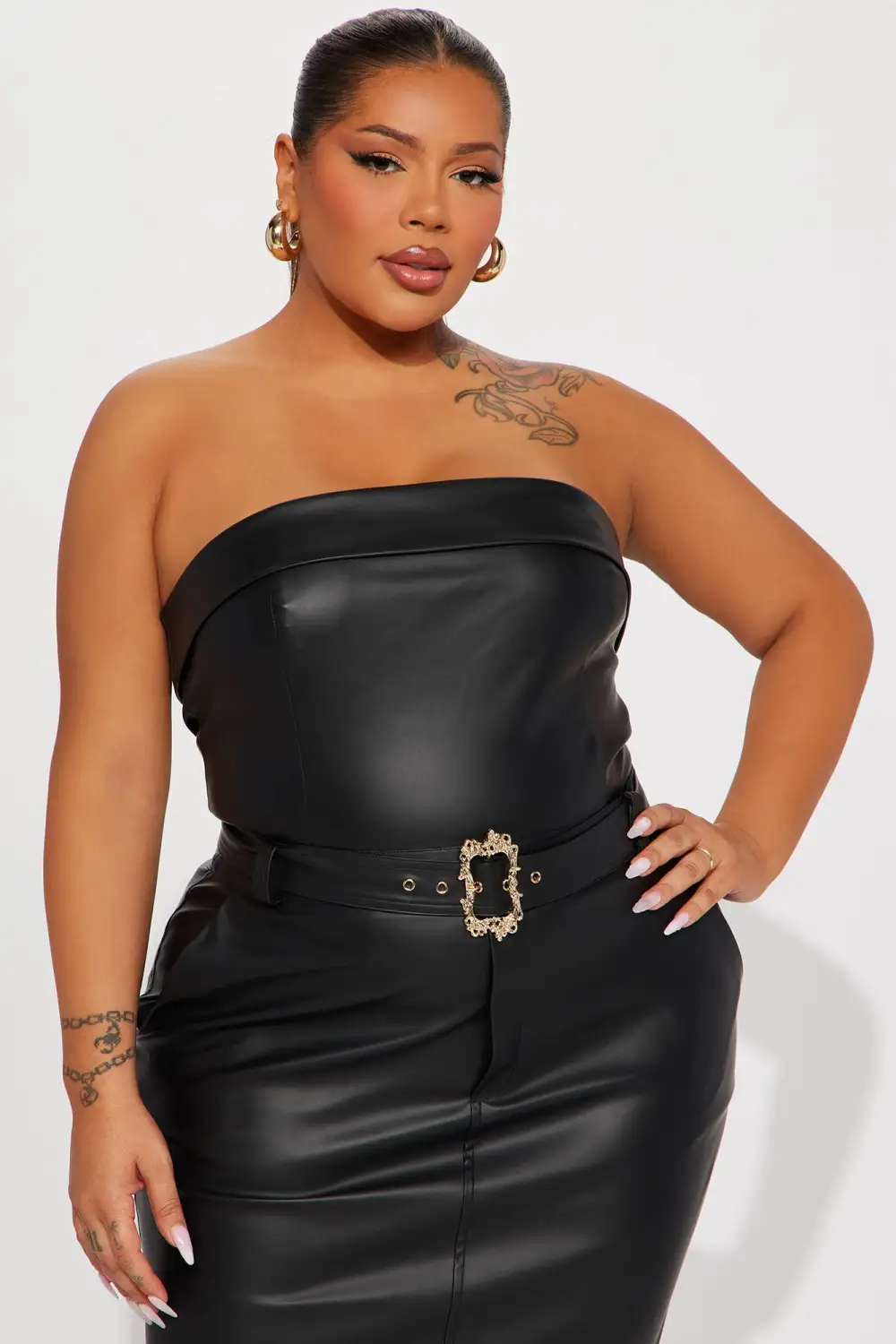 Aria Faux Leather Maxi Dress - Black