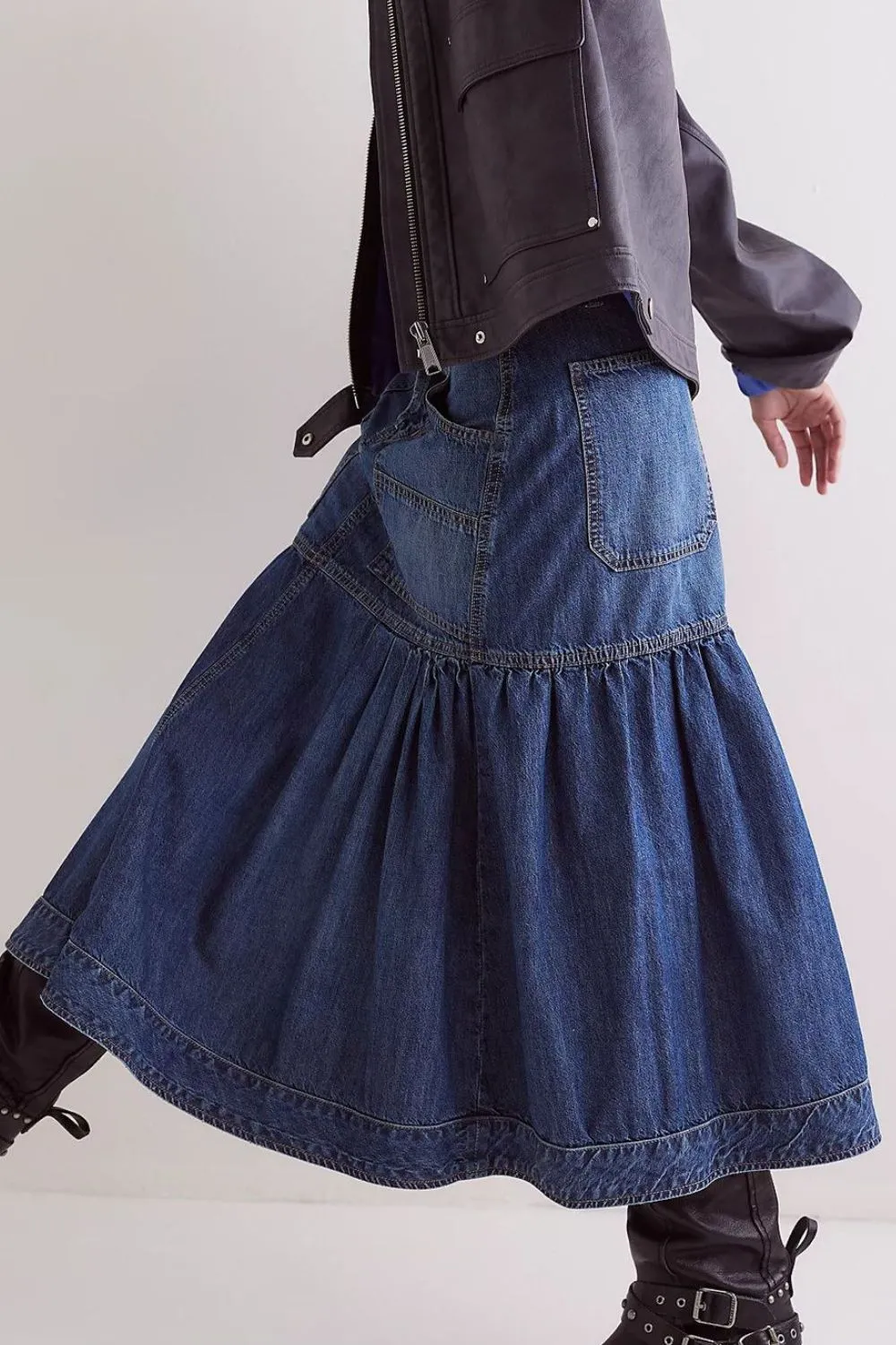 Midi Denim Pockets So Skirt