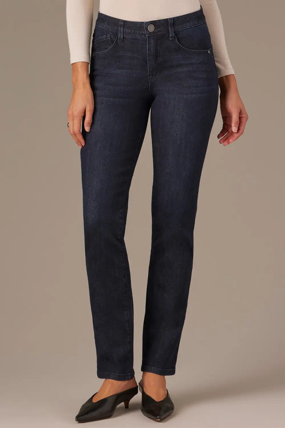 Relaxed Petite Mid Rise Straight Leg Jeans