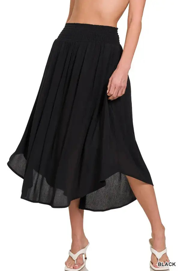 Modern Smocked Pocket Maxi Skirt