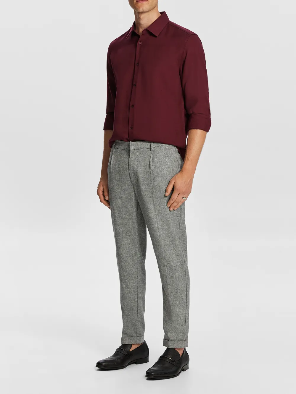 Burgundy Casual Style Long Sleeve Shirt