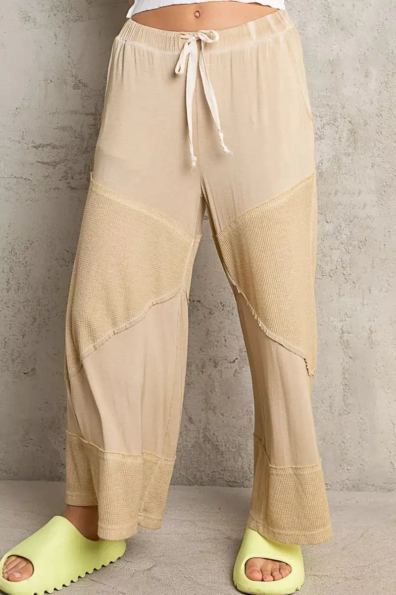Elastic Waistband Wide Leg Pants With Drawstring
