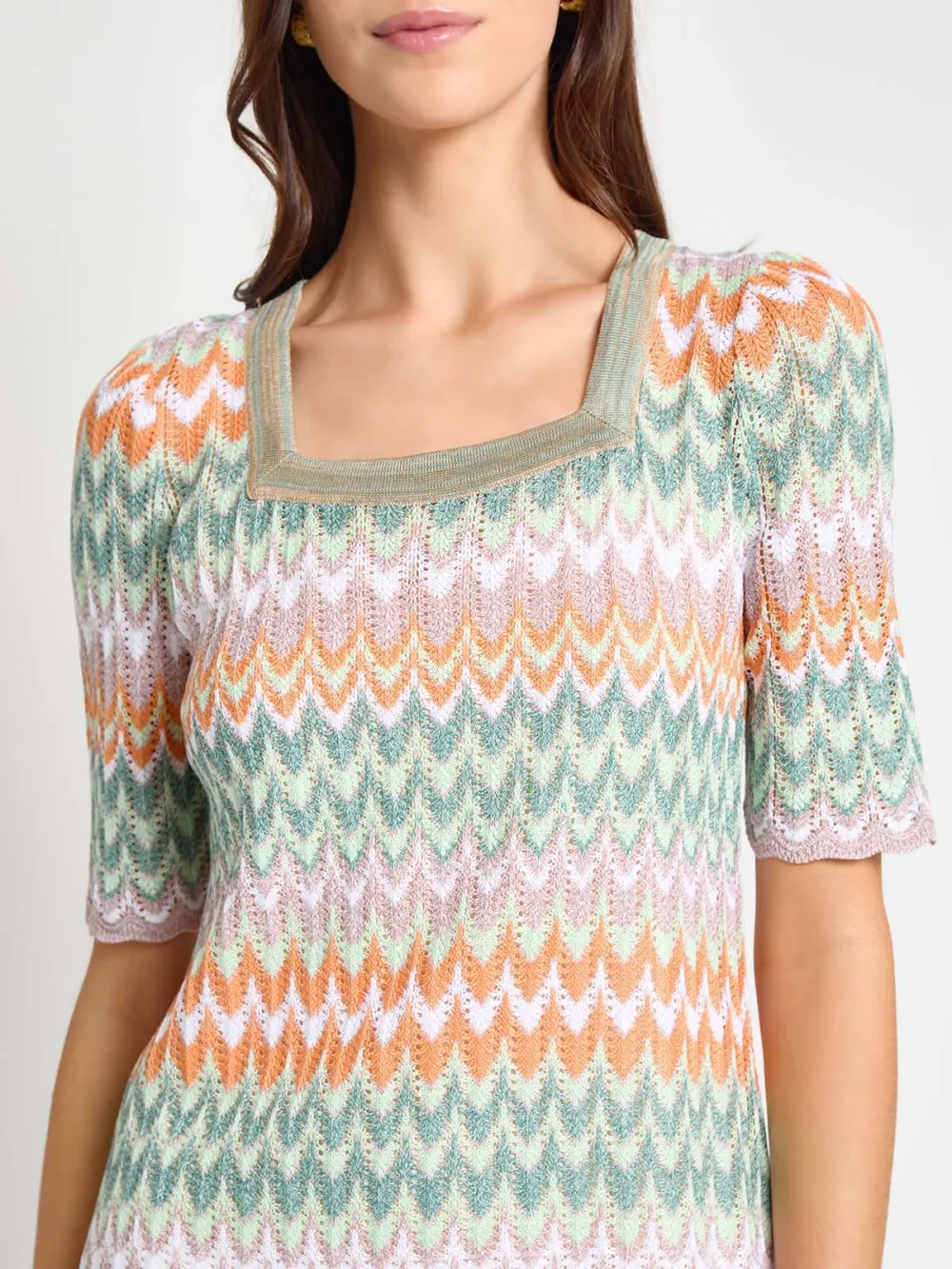 Square Collar Contrasting Color Tunic