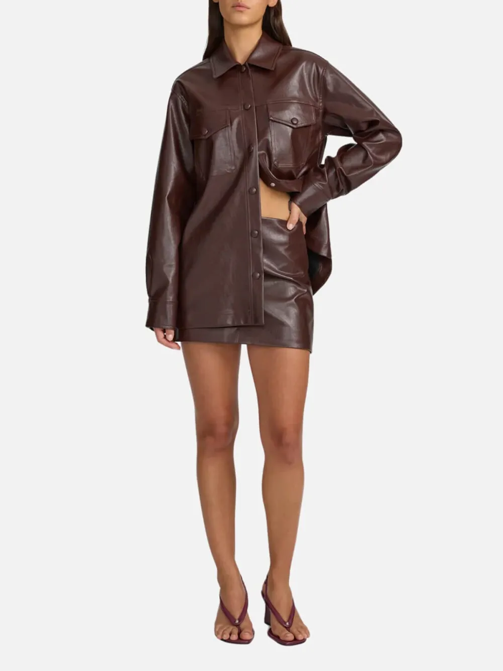 PU Mid-Rise Mini Skirt