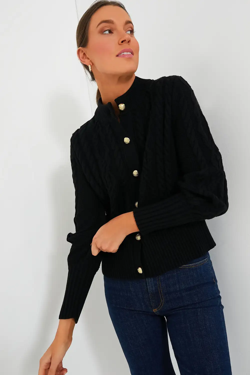 Black Cotton Colette Cardigan