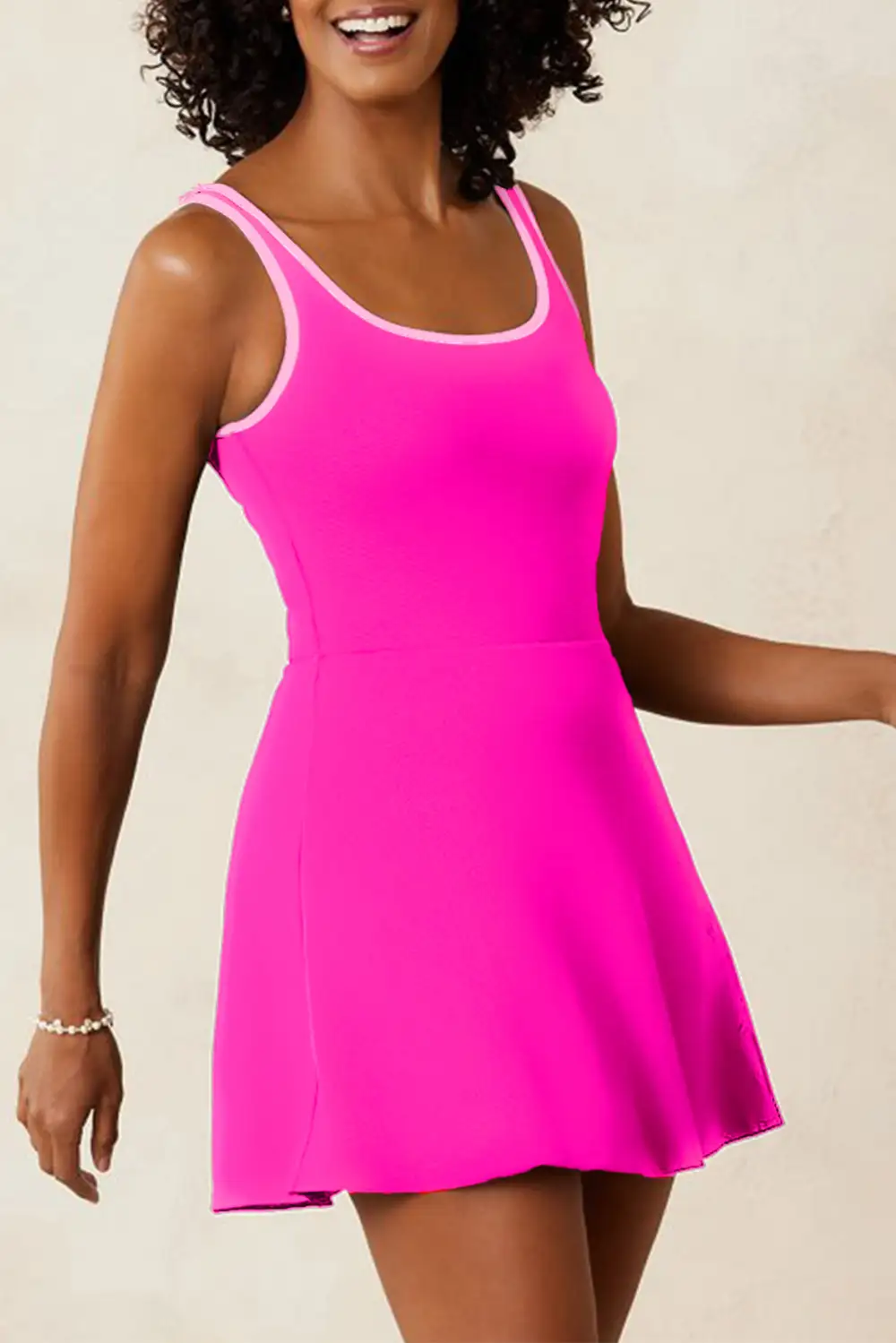 Contrast Trim Swim Dress