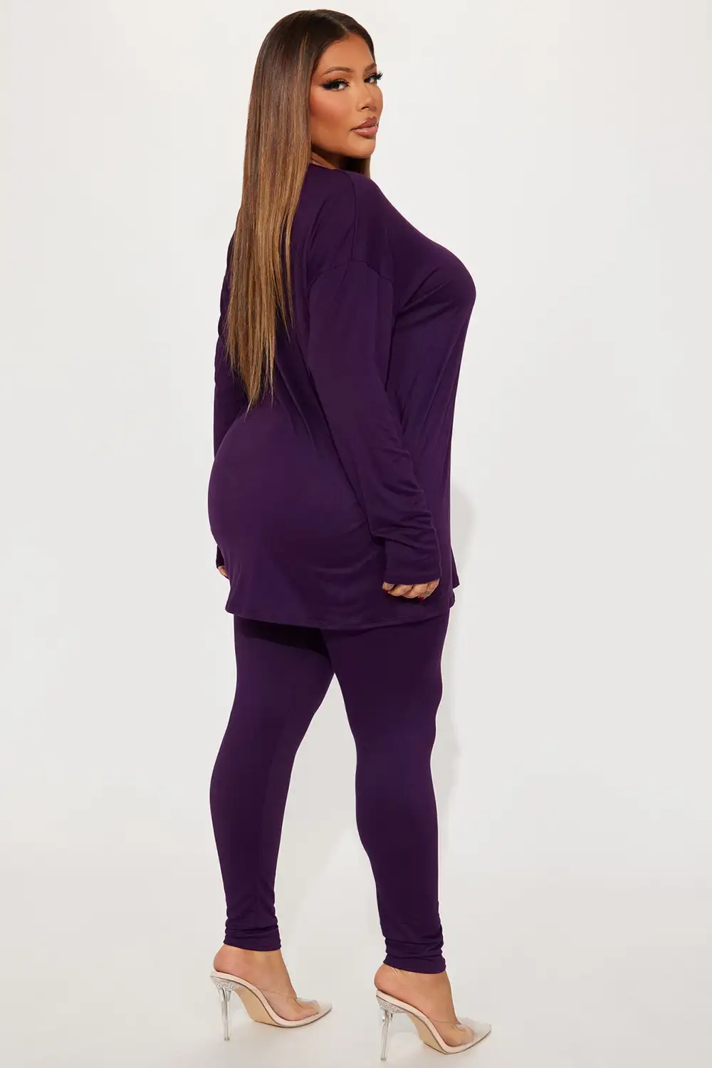 Weekend Vibes Long Sleeve Set - Eggplant